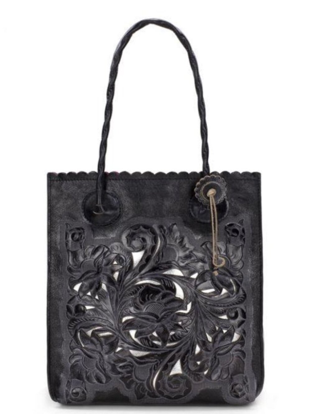Patricia Nash Leather Cutout Floral Tote
